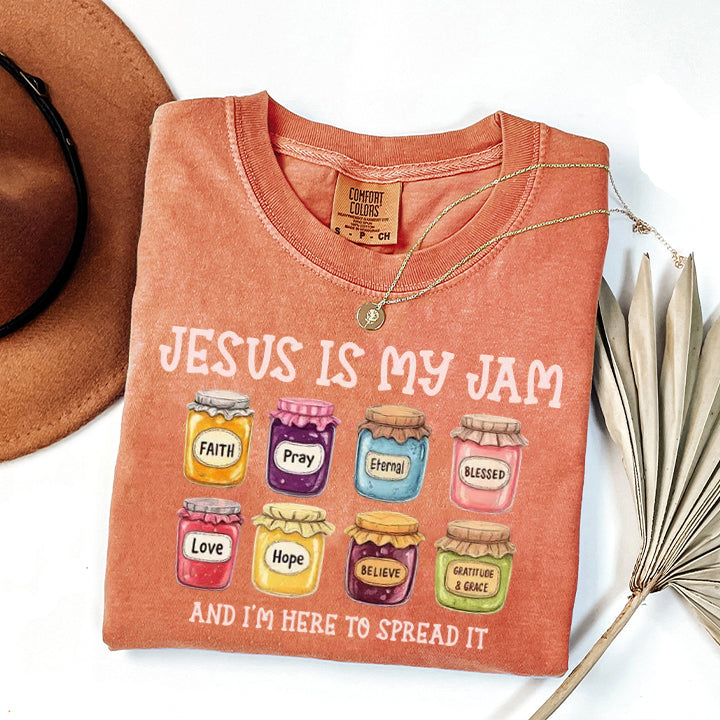 Jesus Is My Jam Comfort Colors T-Shirt, Faith-Inspired Graphic Tee, Christian Quote Shirt, Spread the Love Design